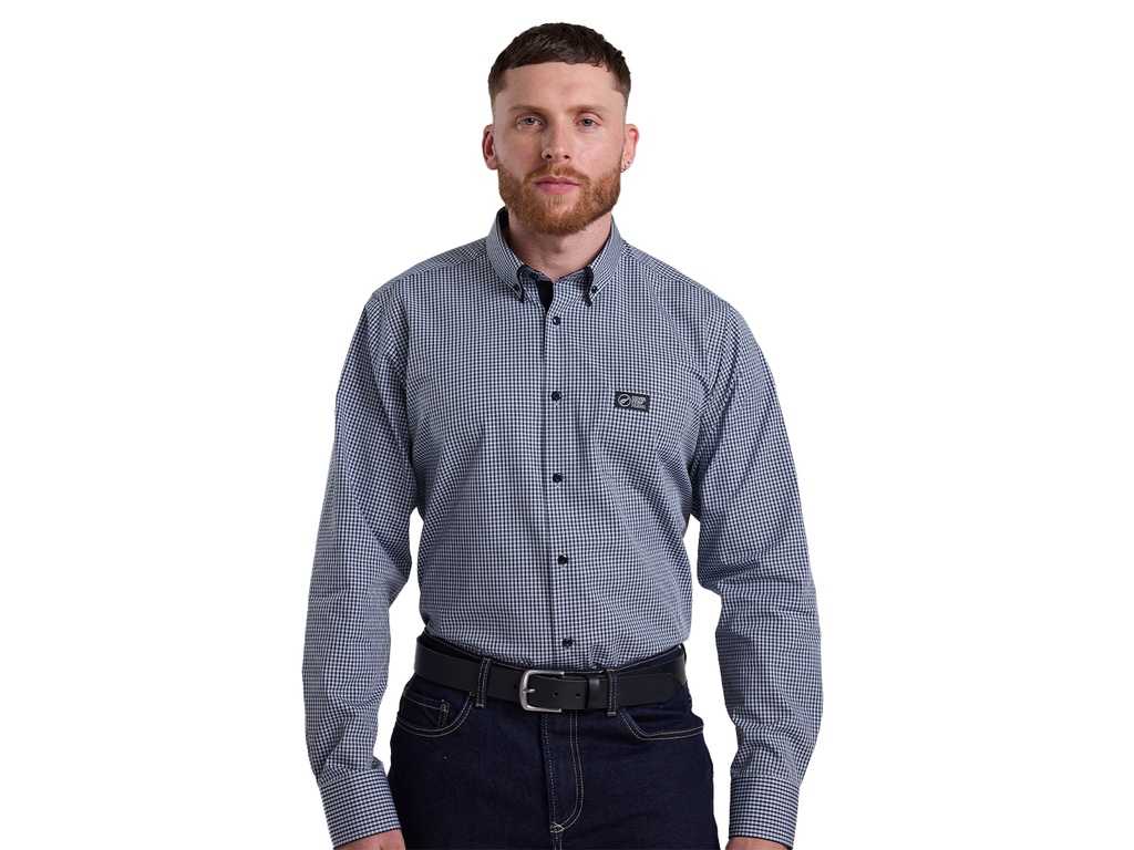 Business Shirt Black and Grey check 100% Cotton Long Sleeve